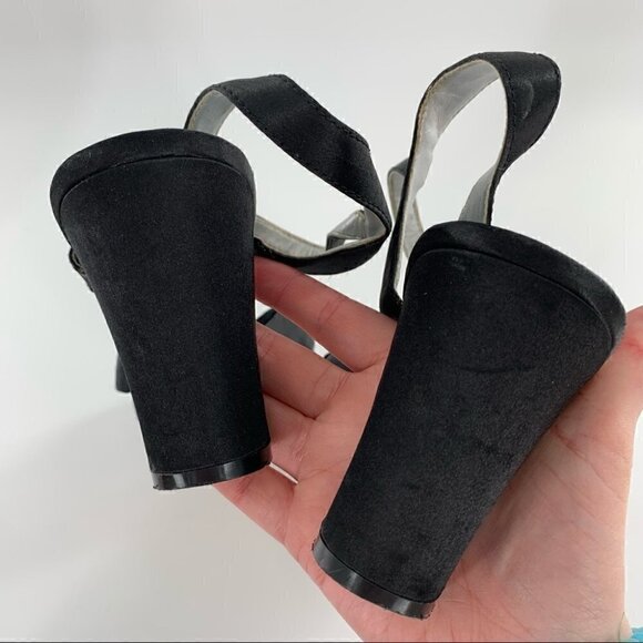Mudd Frankie womens heels size 10 black satin chunky formal party vintage Y2k - Picture 10 of 14